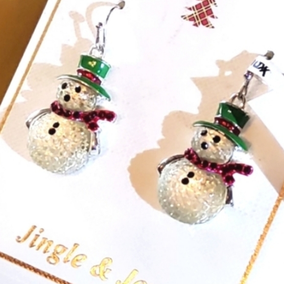 Jewelry - Sparkling Snowman Crystal Dangle Earrings